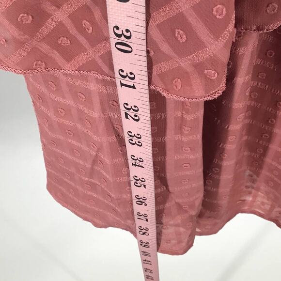 BLOOMCHIC 12 L Pink Rosette Short Sleeve V-Neck Ruffle Midi Dress NWT B91 - Picture 3 of 7